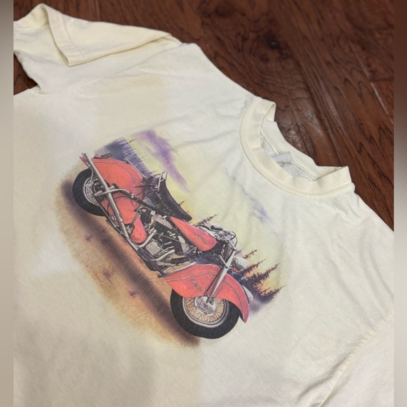 Vintage Indian Motorcycle T-Shirt | Cream Graphic Tee | Size M/L - Picture 2 of 8